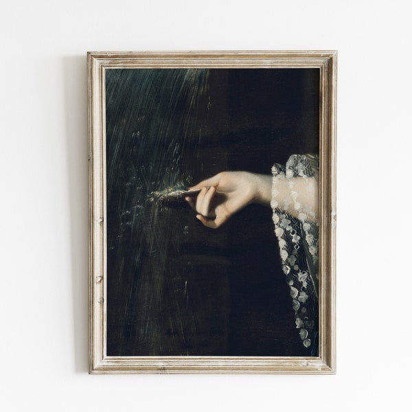 Hand wall art print | Victorian wall art | moody vintage portrait painting | dark portrait | surreal painting