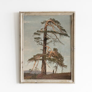 Vintage Pine Tree Landscape Print: Antique Forest Scene (Digital Download)