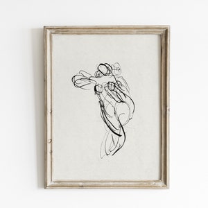Vintage Woman Figure Sketch Art Print: Abstract Line Drawing (Digital Download)