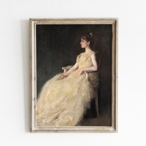 Antique Woman Portrait Art Print: Neutral Beige Gallery Wall (Digital Download)