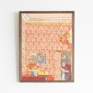 Vintage Wallpaper Room Print: Eclectic Interior Painting (Digital Download)