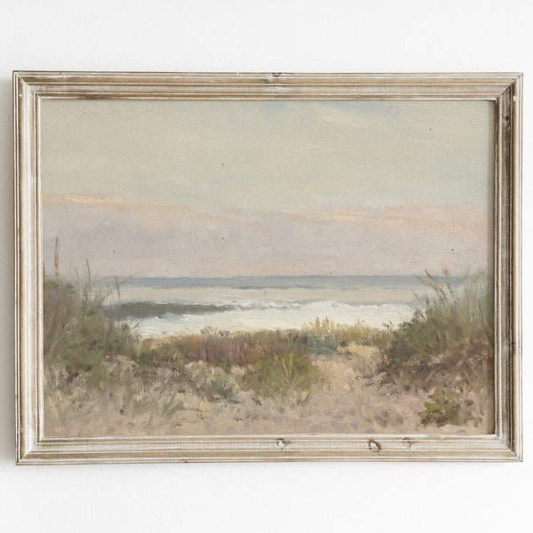 Vintage coastal wall art | sand beach print | beach landscape painting | seaside painting | beach house decor for wall | ocean landscape