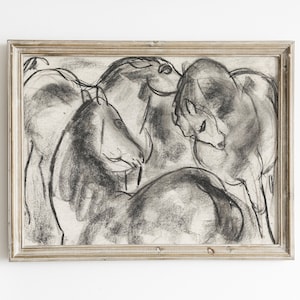Vintage Charcoal Horse Sketch Art Print (Digital Download)