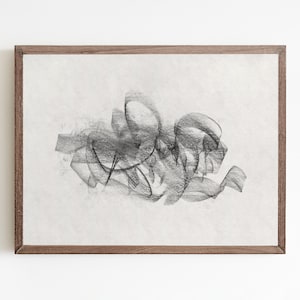 Skizzenkunst, minimalistische Wandkunst, abstrakte Zeichnung, zeitgenössischer Druck, Kohlekunst, abstraktes Poster, moderne Raumdekoration, neutrale Wandkunst