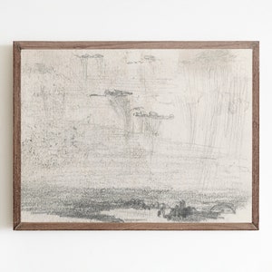 Sketch print, minimalist landscape print, abstract drawing, farmhouse moody wall art, sketch vintage wall art, antique rustic drawing