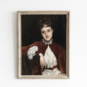 Vintage Woman Portrait Painting: Antique Female Oil Print (Digital Download)