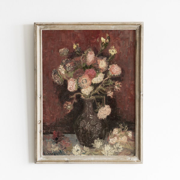 Autumn tone art print | fall floral print | moody botanical autumn still life painting | vintage flower bouquet painting | digital download