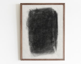 Houtskoolschetskunstdruk: minimalistisch abstract (digitale download)