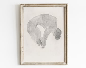 Vintage weibliche Figur Skizze Druck, minimale Wandkunst, druckbare Frauenkunst