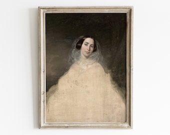 Antique woman portrait, Vintage woman portrait painting, female portrait painting, altered portrait wall art, classical portrait art print
