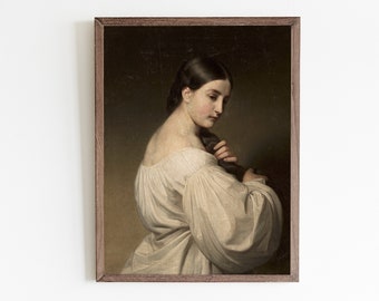 女性の横顔、印刷可能なアート、ヴィンテージの女性の肖像画