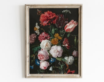 Vintage Dutch Bouquet Art Print: Antique Floral Still Life (Digital Download)