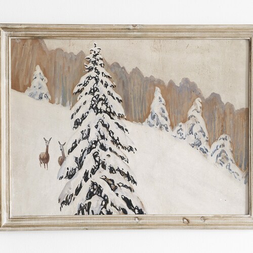 Winter Decor Winter Painting Vintage Art Landscape Etsy