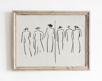 Vintage Figure Sketch Art Print: Abstract Line Drawing (Digital Download)