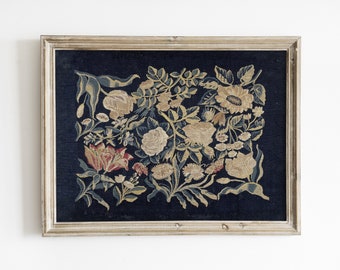 Antique Floral Tapestry Print: Vintage Textile Wall Art (Digital Download)