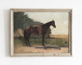 Vintage Horse Painting: Rustic Farmhouse Wall Art (Digital Download)