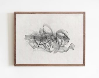 Abstract Charcoal Scribble Art Print: Minimalist Modern Decor (Digital Download)