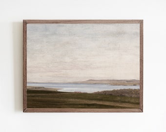 Vintage Coastal Landscape Printable Wall Art | Antique Seascape Painting | Neutral Ocean Print | Digital Download