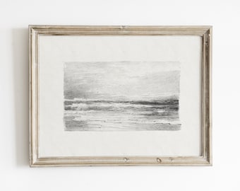 Vintage Seascape Sketch Art Print: William Trost Richards (Digital Download)