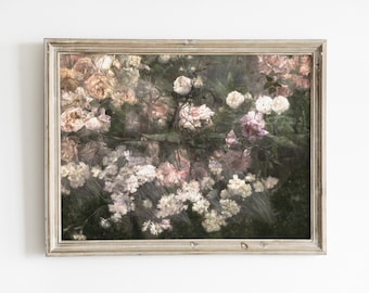 Vintage Rose Garden Painting: French Country Floral Print (Digital Download)