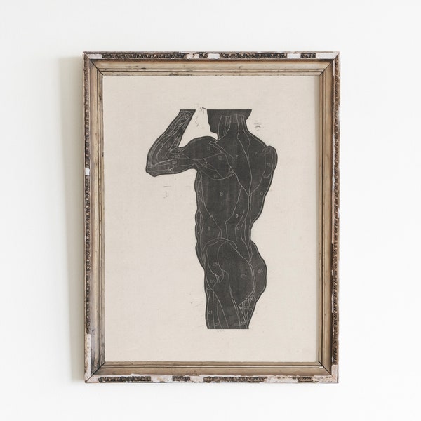 Figure art, anatomy print, vintage sketch, man print, minimalist wall art, sketch art, vintage art, vintage figure drawing, sketch print