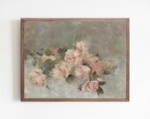 Rose art, vintage flower print, antique art, vintage rose painting, floral painting, vintage art, flower art, flowers painting, rose print