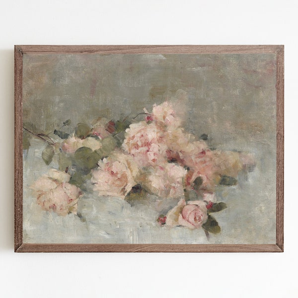 Rose art, vintage flower print, antique art, vintage rose painting, floral painting, vintage art, flower art, flowers painting, rose print