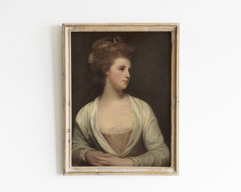 Vintage Woman Portrait Painting: 1780s Oil Art Print (Digital Download)
