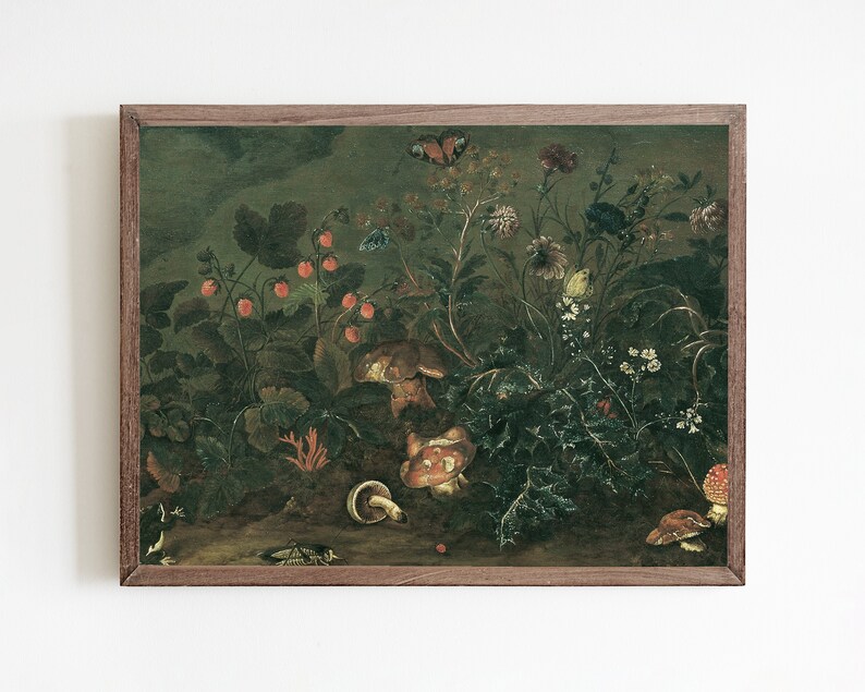 Cottagecore Art Print Moody Botanical Nursery Decor Digital Etsy