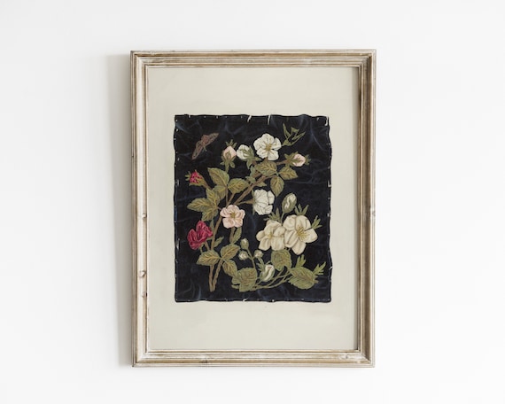Antique Floral Tapestry Wall Art: Vintage Flower Print (Digital Download)