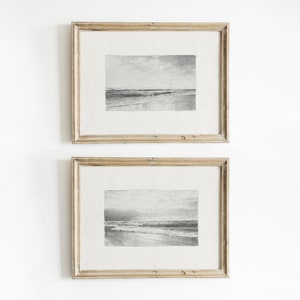 Vintage Seascape Art Print Set: 1890s Beach Sketches (Digital Download)
