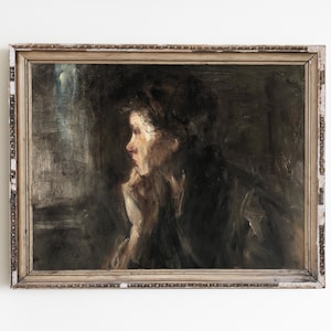 Vintage Woman Portrait Painting: Moody Antique Art (Digital Download)