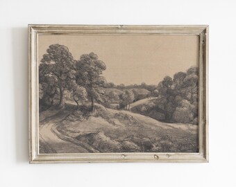 Vintage English Countryside Wall Art Print, Antique Landscape Farmhouse Decor (Digital Download)