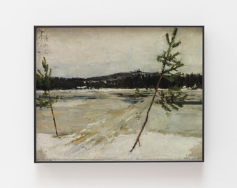 Peinture de montagne, impression de paysage vintage, peinture de paysage, impression de vacances, peinture rustique, art imprimable