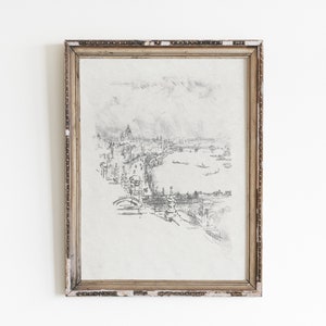 Vintage London Sketch Art Print: 1780s Cityscape (Digital Download)