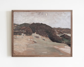 Moody Neutral Landscape Wall Art Print, Rustic Earth Tone Countryside Decor (Digital Download)