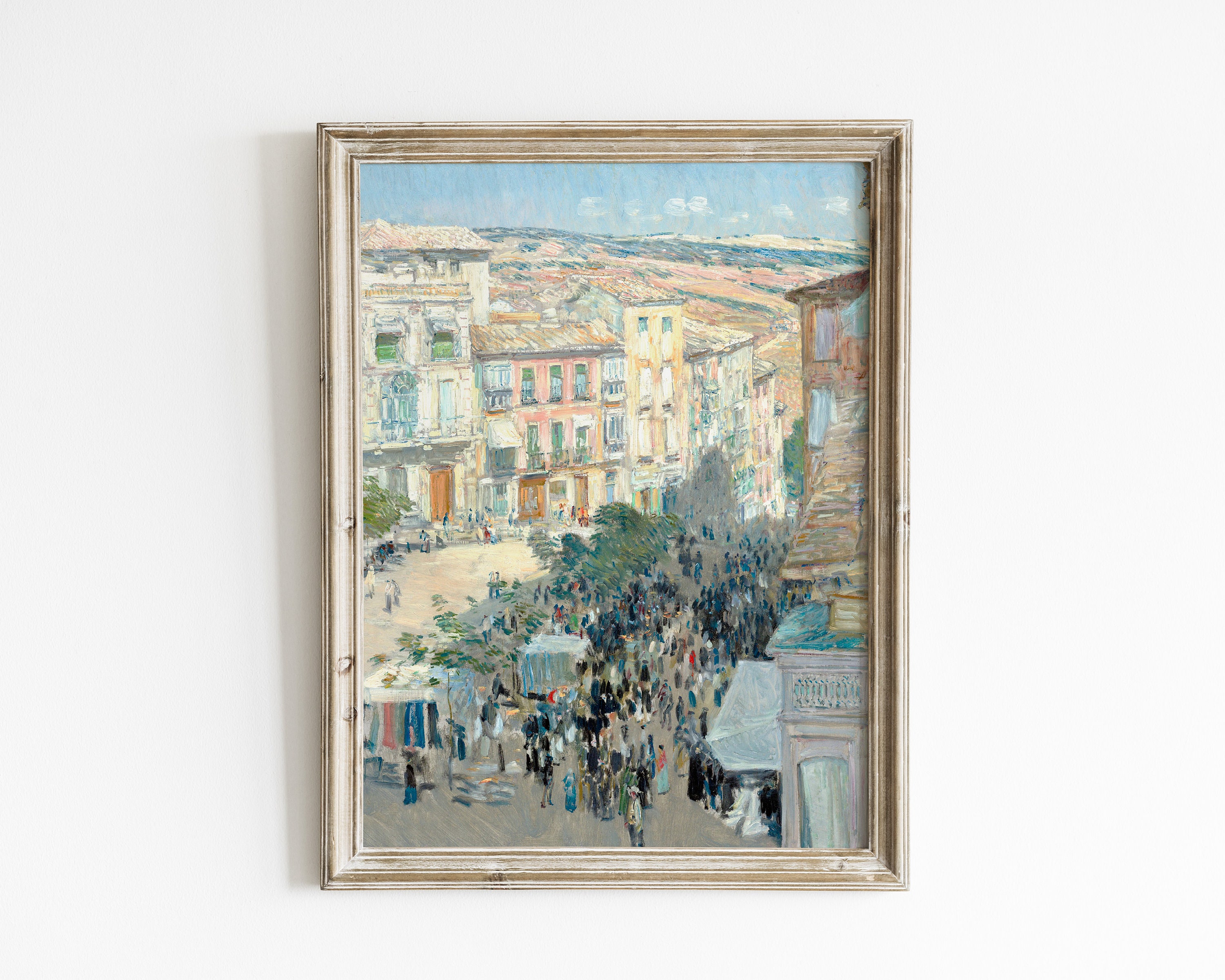 Pastel wall art, Vintage eclectic art print, antique oil painting, colorful art print, French landscape painting, childrens room prints