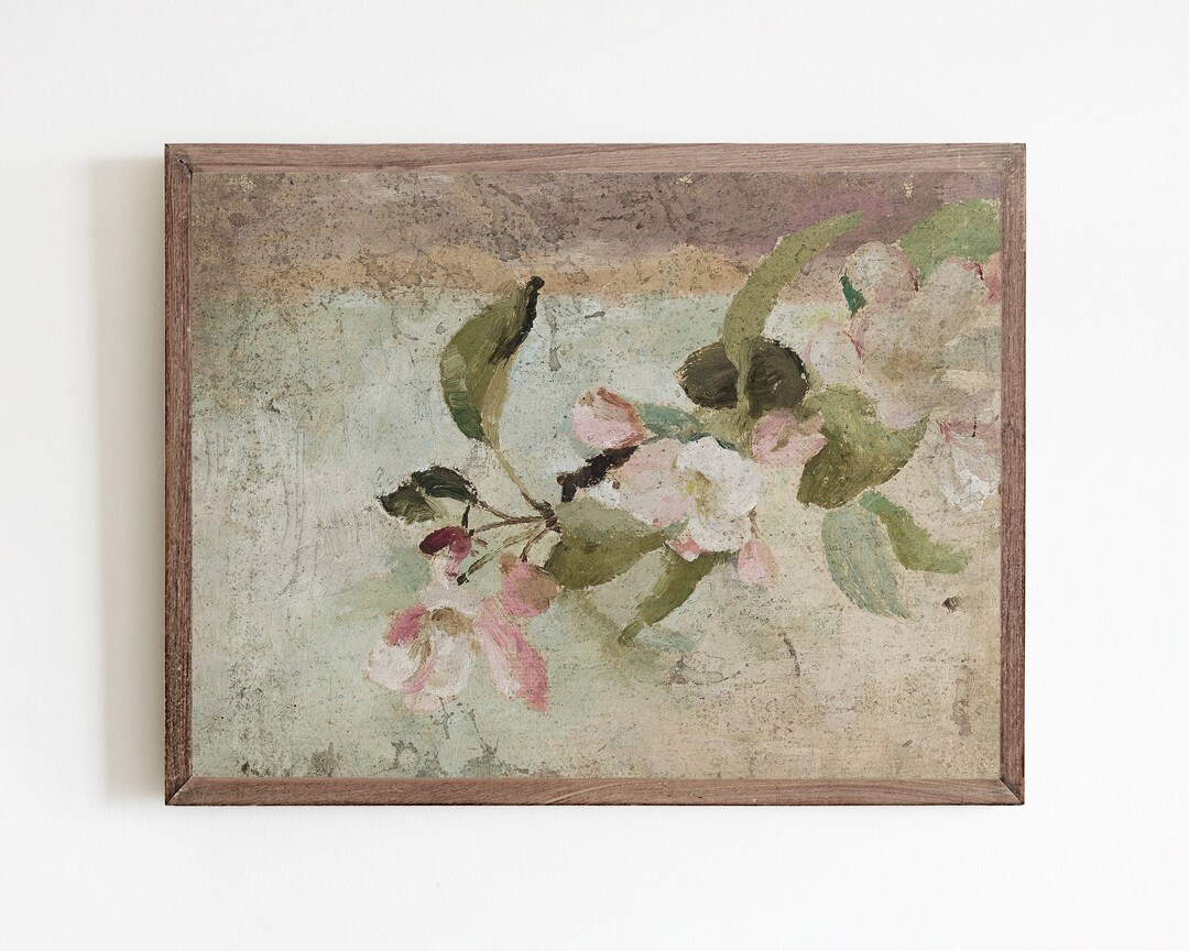 Apple Blossom Wall Art Vintage Spring Painting Antique Etsy