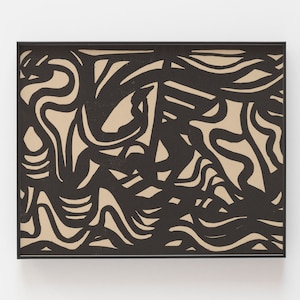 Vintage Abstract Linocut Print: Black Line Art (Digital Download)