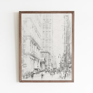 Vintage New York City Skizze Poster, NYC Wandkunst, New York City Architektur Zeichnung Kunstdruck, Stadtskizze Plakatdruck, printable NYC Kunst