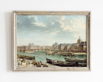 Vintage Paris Wall Art Seine River French Printable European Gallery Wall Decor Digital Download