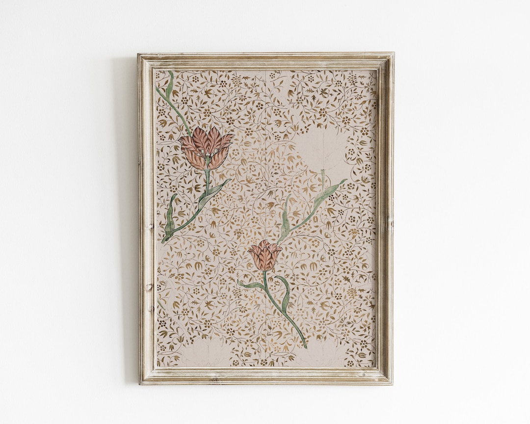Rustic Floral Print, Vintage Floral Artwork, Antique Flower Wall Art ...