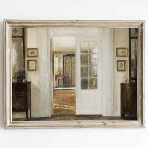 Vintage Interior Oil Painting: Traditional Gallery Wall Art (Digital Download)