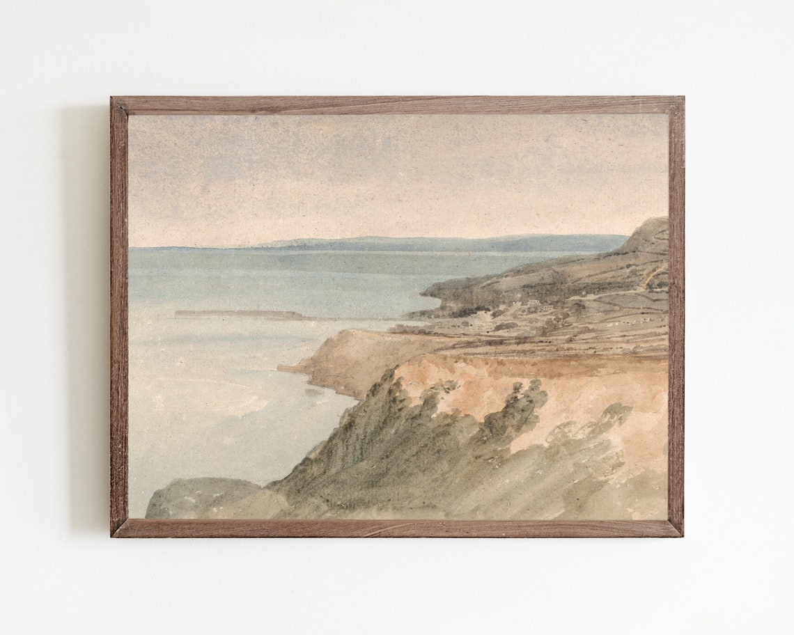 Coastal Wall Art Vintage Beach Print Antique Landscape | Etsy