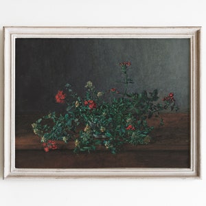 Vintage Floral Painting: Moody Wildflower Bouquet Still Life (Digital Download)