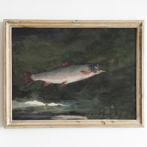 Vintage Trout Watercolor Painting: Winslow Homer Fish Art (Digital Download)