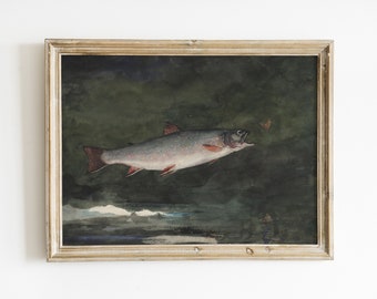 Vintage Trout Watercolor Painting: Winslow Homer Fish Art (Digital Download)