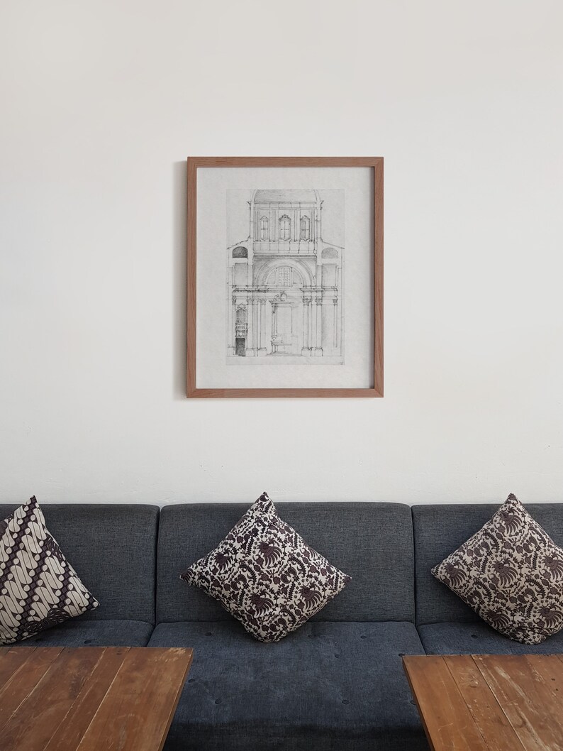 Minimalist Wall Art Architecture Print Line Art Vintage Etsy