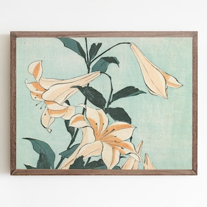 Vintage Easter Lilies Art Print: Antique Japanese Floral Painting (Digital Download)
