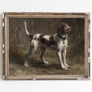 Vintage dog print, antique dog oil painting, dog portrait, animal painting, vintage farmhouse wall art, cottage home decor, gallery art